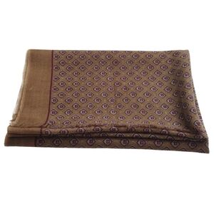 EREDI PISANO Wool Long Scarf Shawl Caramel Brown Burgundy Accents